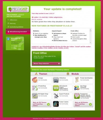 PrestaShop Installer, Schritt 4