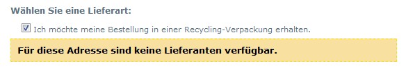 Für diese Adresse sind keine Lieferanten verfügbar.