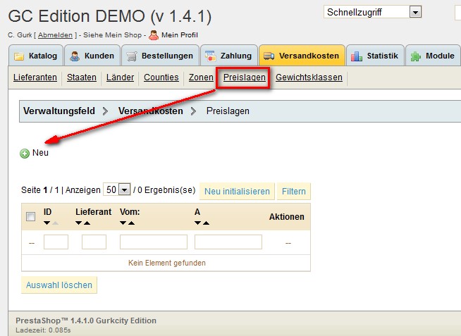 Preislage im PrestaShop für Lieferanten anlegen