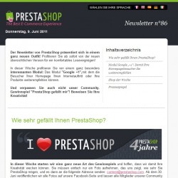 Der PrestaShop Newsletter in neuem Design