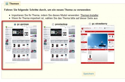 Auswahl des PrestaShop Themes gc-german