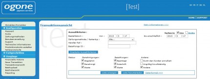 Ogone Transaktionsansicht