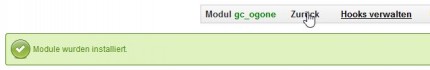 Zahlungsmodul erfolgreich installiert
