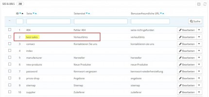 Links zu den PrestaShop internen Controllern (SEO & URLs)